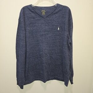 Polo Ralph Lauren‎ Men's V-Neck Long Sleeve Shirt Size XL Blue Heather Cotton